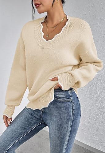 Women's Casual Long Sleeve V-Neck Sweater