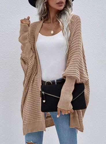 Women's Cable Knit Cardigans Sweater with Tapered Sleeves