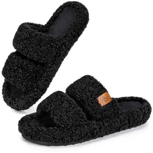 Women's Fluffy Open-Toe Slippers