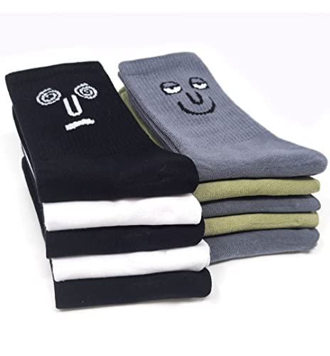 Men's Funny Emotion Crew Socks - 10 pack