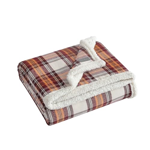 Reversible Sherpa Fleece Throw Blanket, 60" x 50"