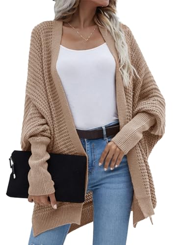 Women's Cable Knit Cardigans Sweater with Tapered Sleeves
