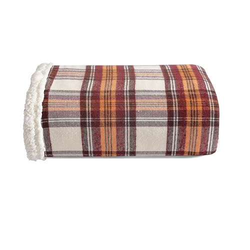 Reversible Sherpa Fleece Throw Blanket, 60" x 50"