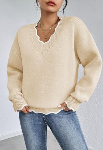 Women's Casual Long Sleeve V-Neck Sweater