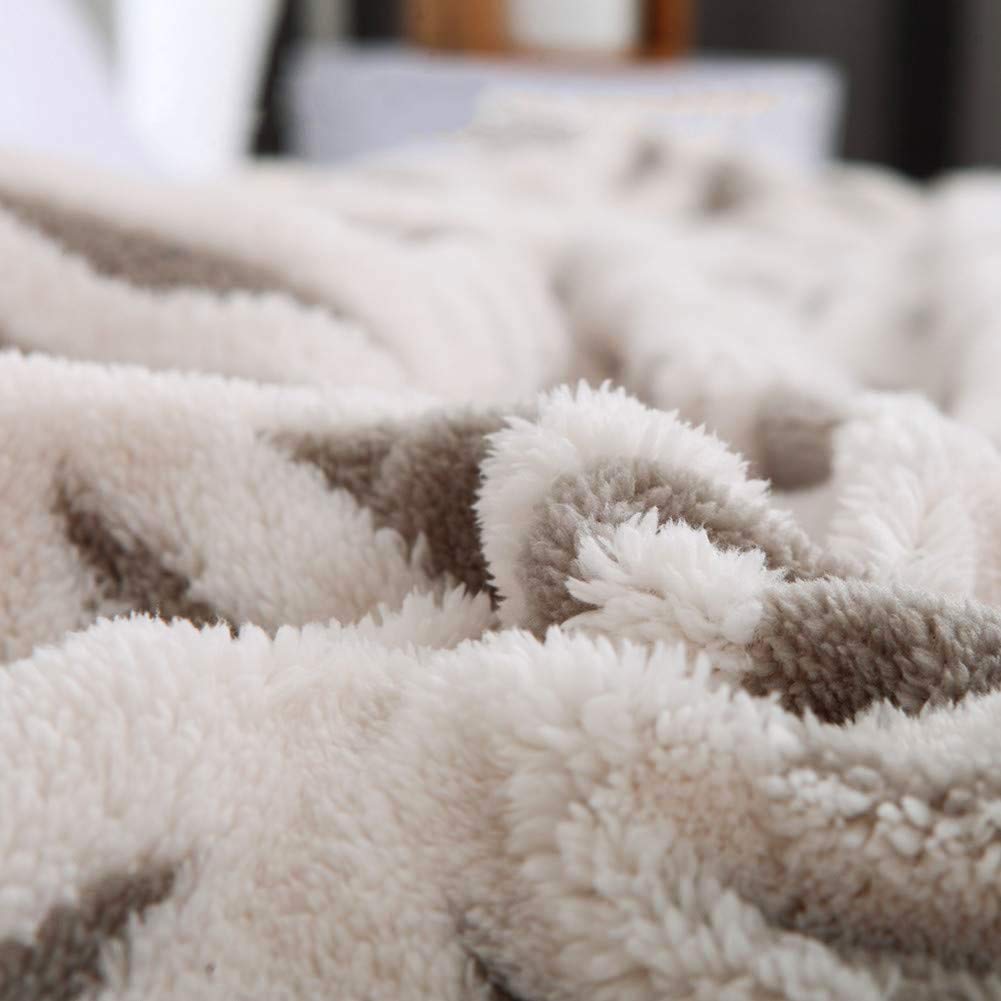 Sherpa & Fleece Blanket, Dual Sided with Jacquard pattern (40"x50")