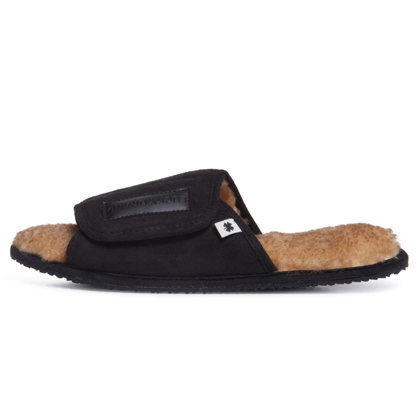Men's Microsuede Slides with Sherap Fleece Lining and Memory Foam Sole