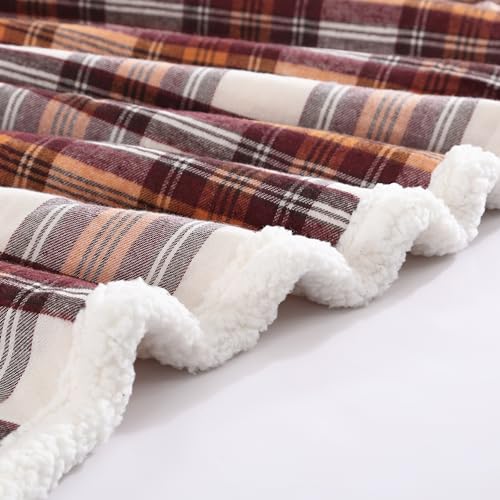 Reversible Sherpa Fleece Throw Blanket, 60" x 50"