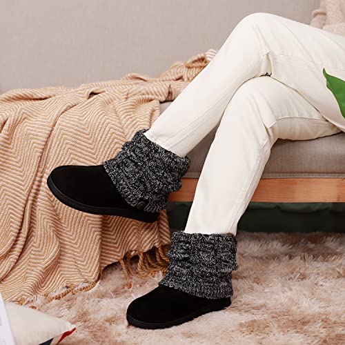 Women's Woolen Yarn Knit Bootie Slippers with Memory Foam