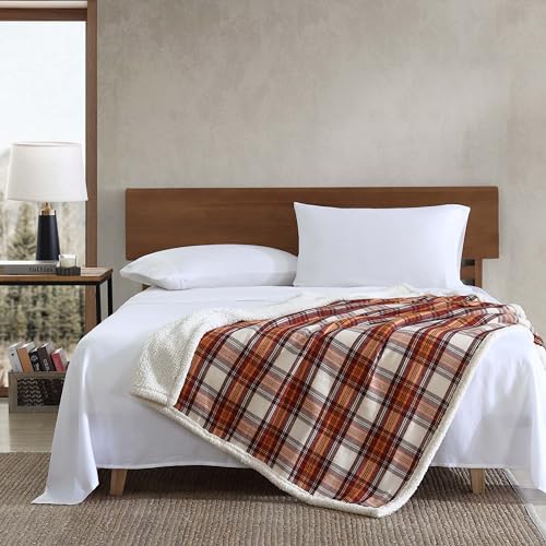 Reversible Sherpa Fleece Throw Blanket, 60" x 50"