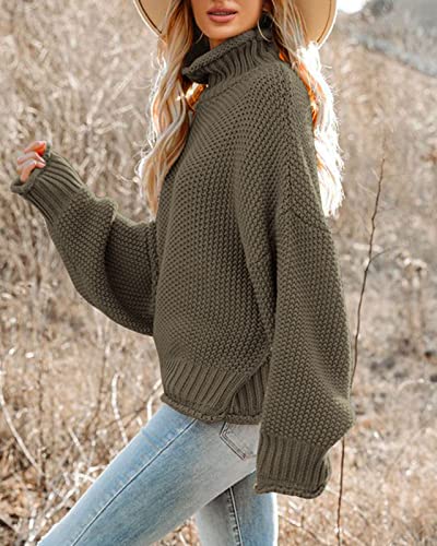 Women's Chunky-Knit Batwing Turtleneck Sweater
