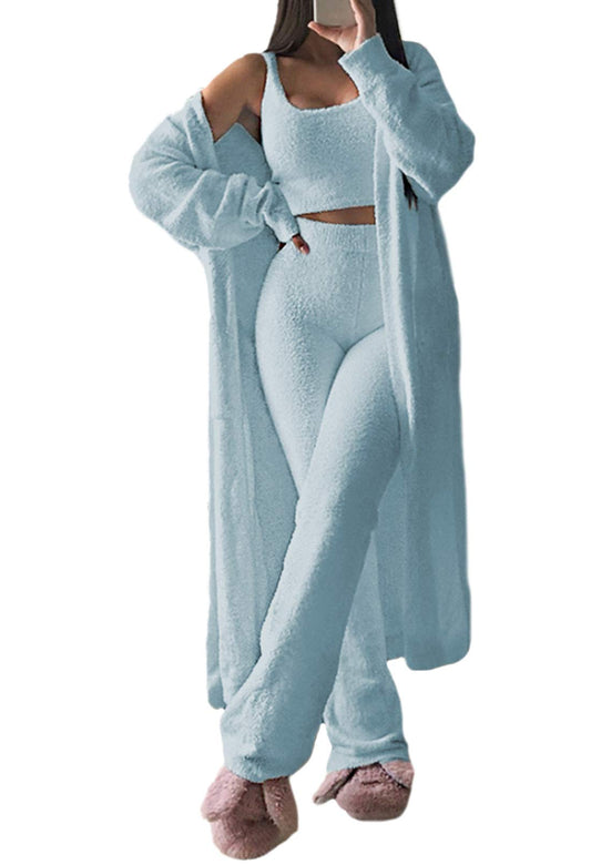 Women's 3-Piece Fluffy Loungewear Set