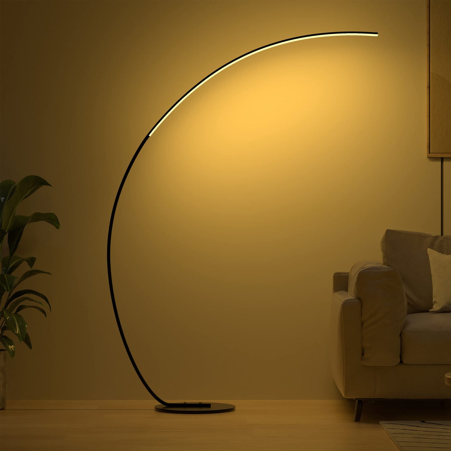 RGBW Modern 70" Arched Standing Floor Lamp with Dimmable Remote