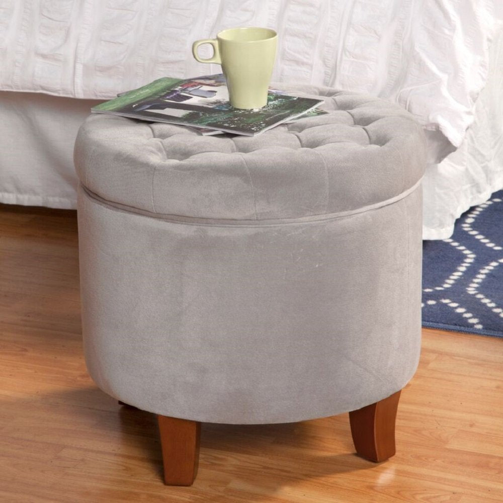 Upholstered Round Velvet Tufted Foot Rest Ottoman