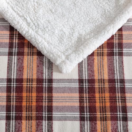 Reversible Sherpa Fleece Throw Blanket, 60" x 50"
