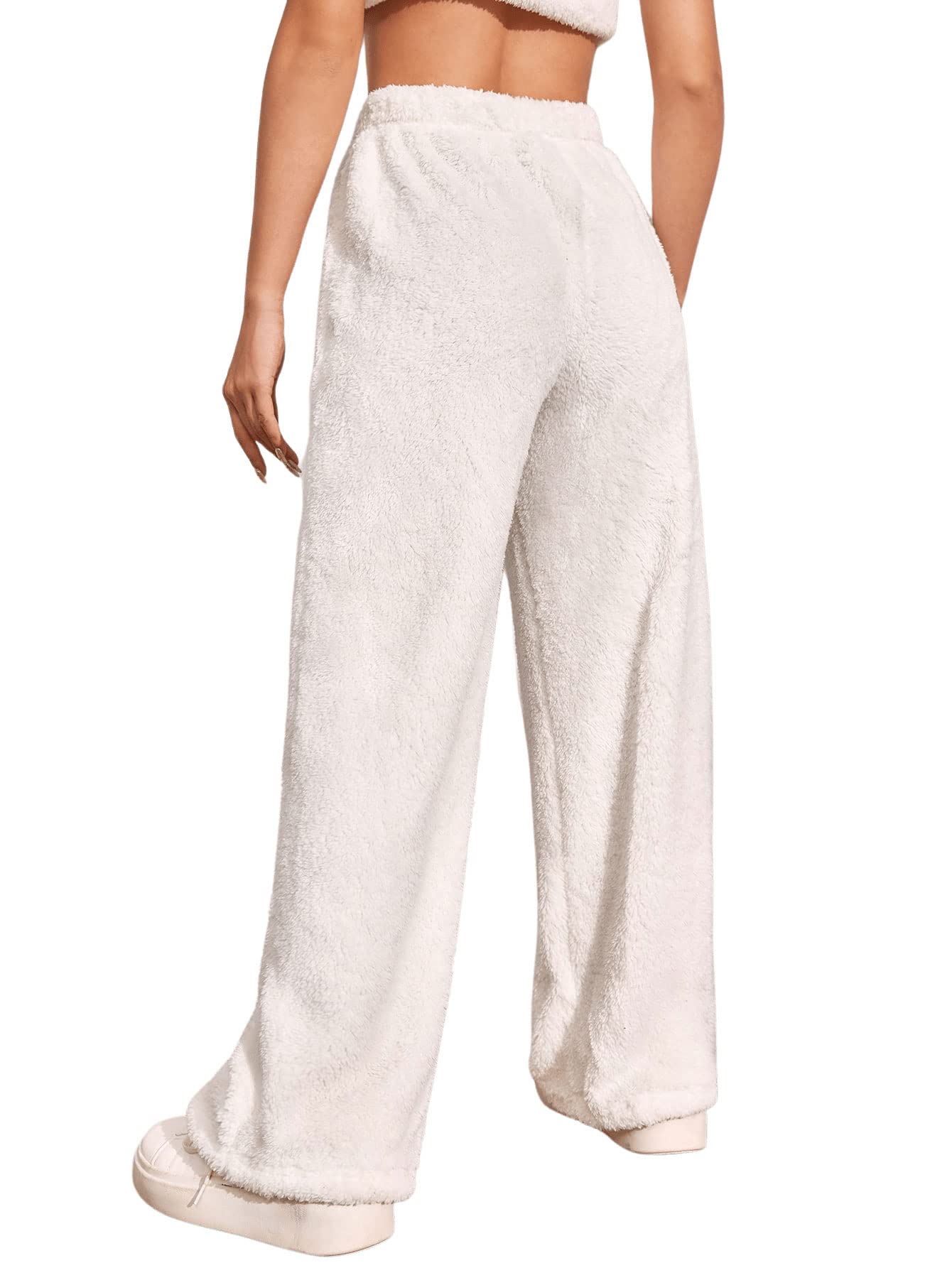 Women's High-Waist Fuzzy Fleece Lounge Pants