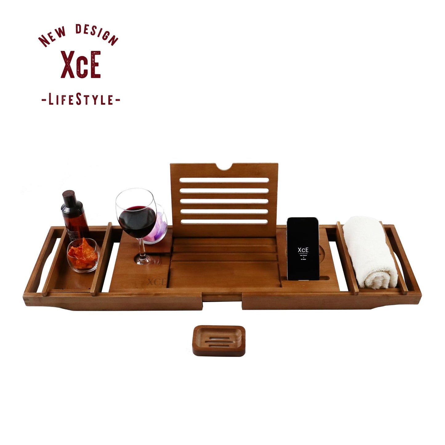 Expandable Bamboo Bathtub Caddy Tray