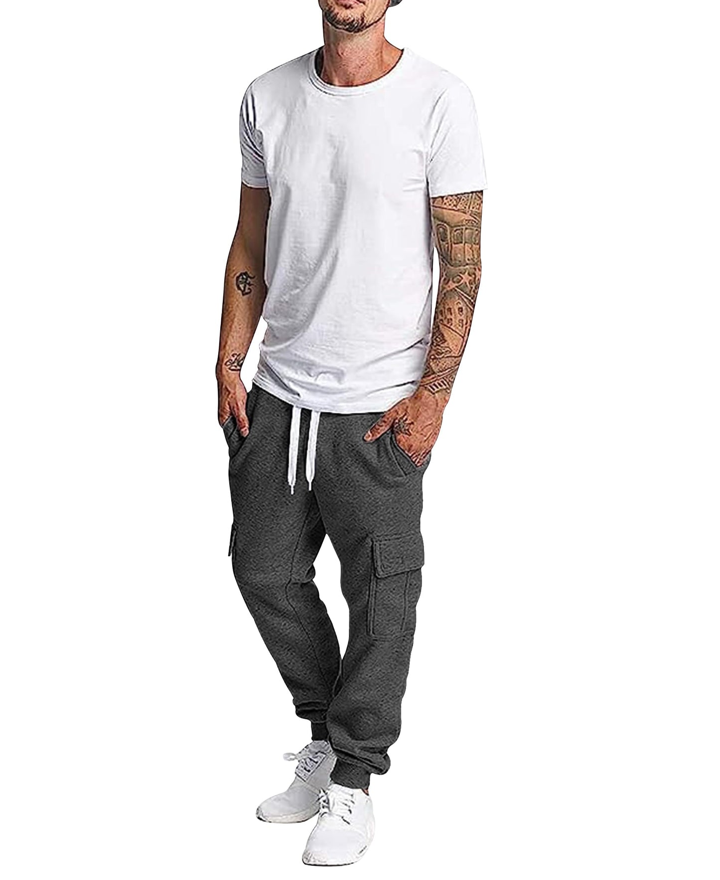 Men's Active Fleece & Tech Woven Cargo Jogger Pants