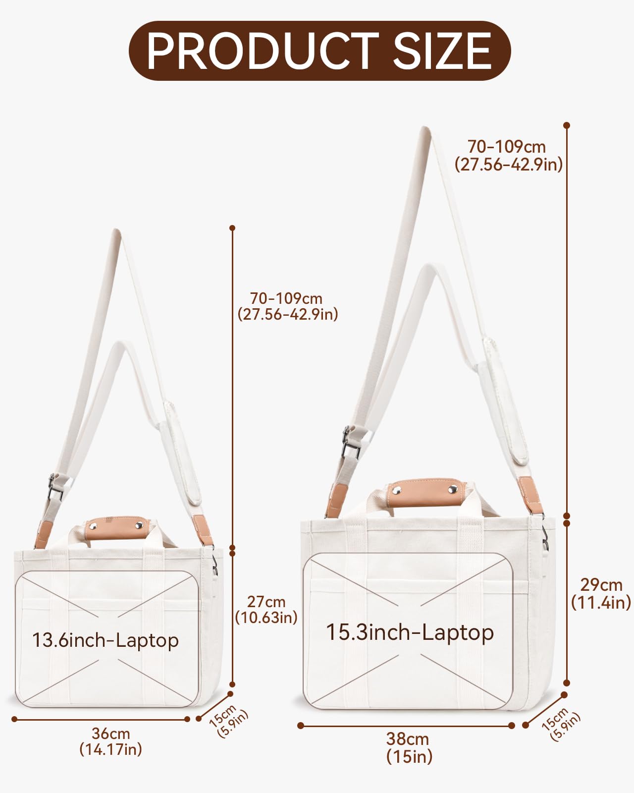 Canvas Tote Bag with Multi-Pocket and Compartments