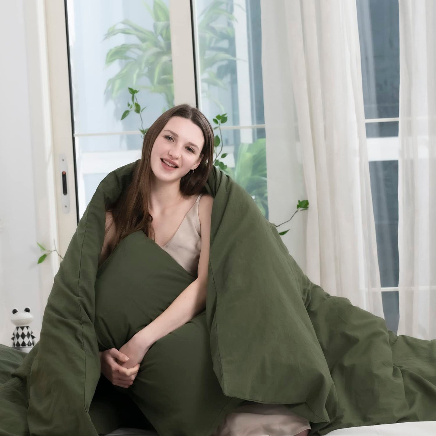 3-Piece Washed Cotton Duvet & Pillowcase Set (108''x98'')