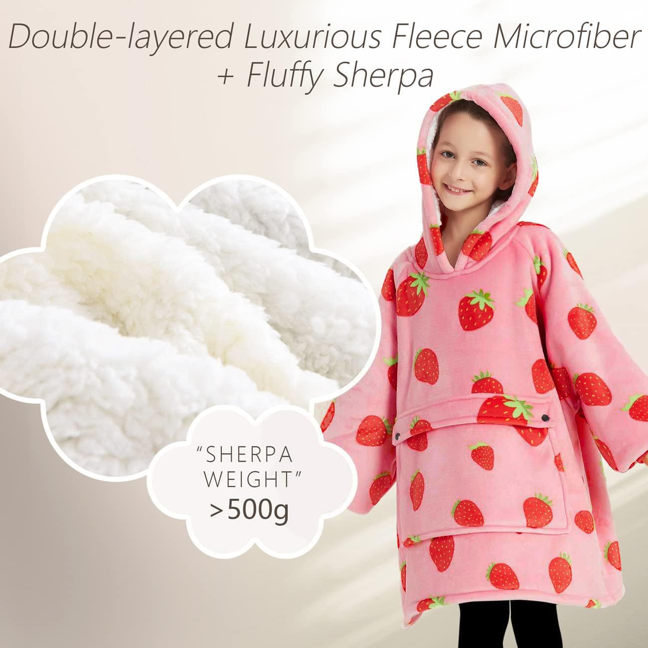Girl's Wearable Oversized Sherpa Blanket Hoodie