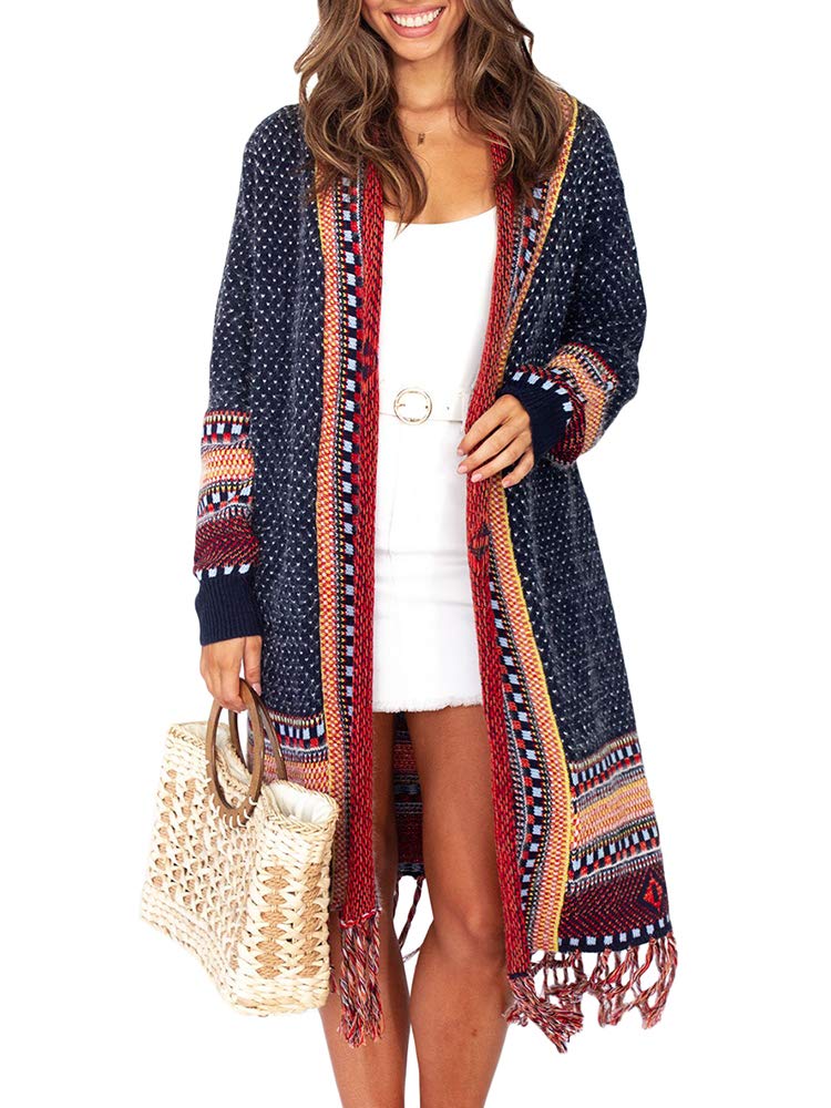Women's Boho Long Knit Cardigan Sweater