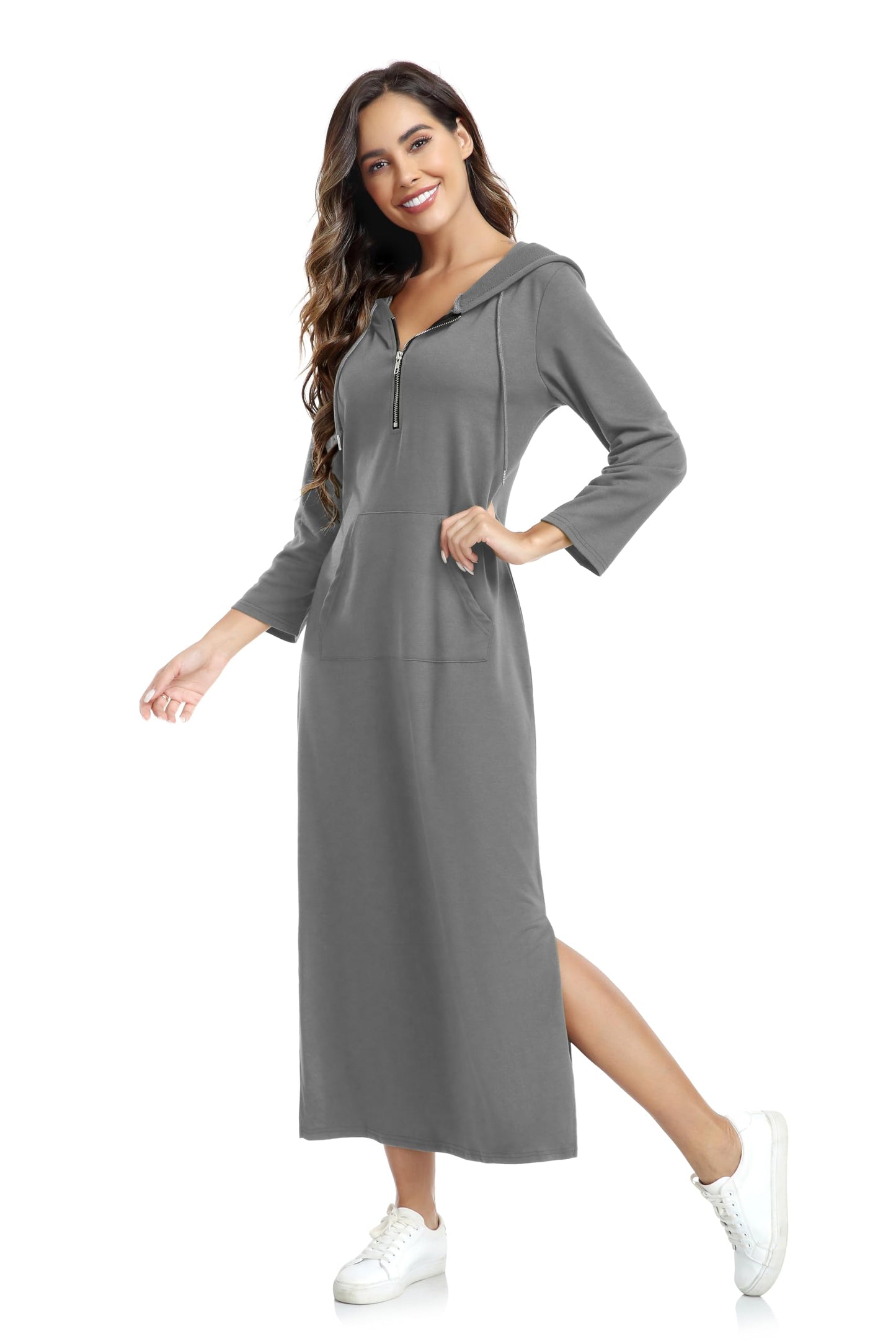 Women's Casual Loungewear Dress With Hoodie
