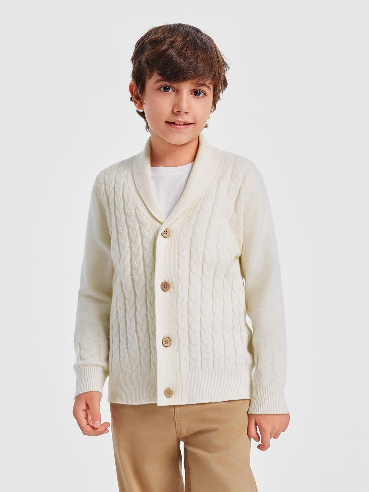 Boy's Cable-Knitted Cardigan Sweater