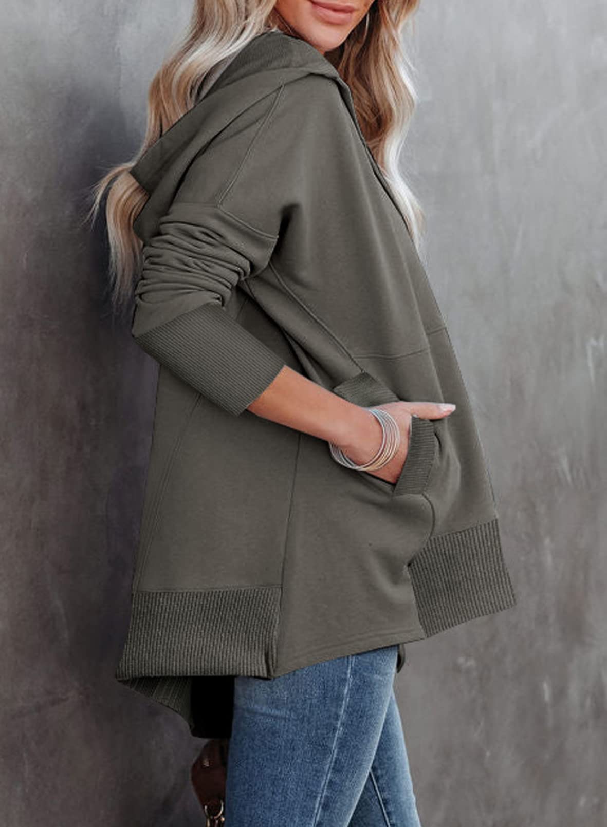 Women's Long Sleeve Oversize Tunic Pullover Hoodie