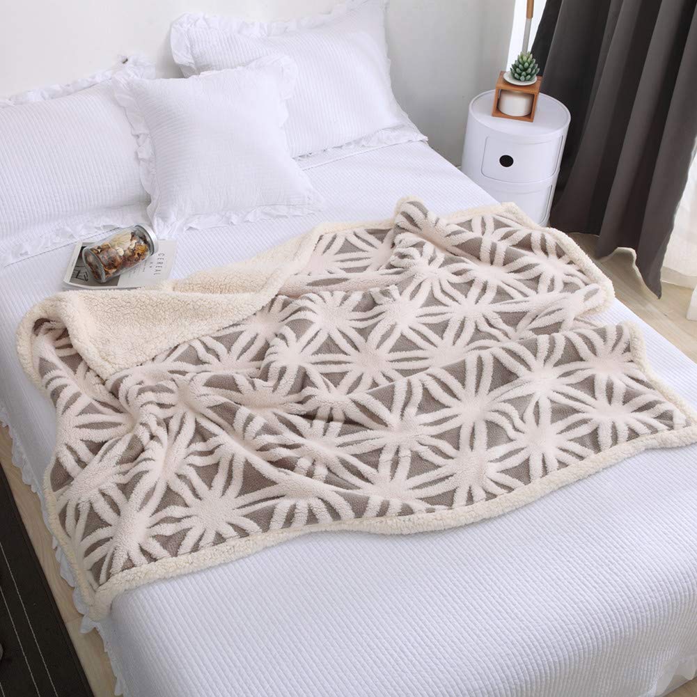 Sherpa & Fleece Blanket, Dual Sided with Jacquard pattern (40"x50")