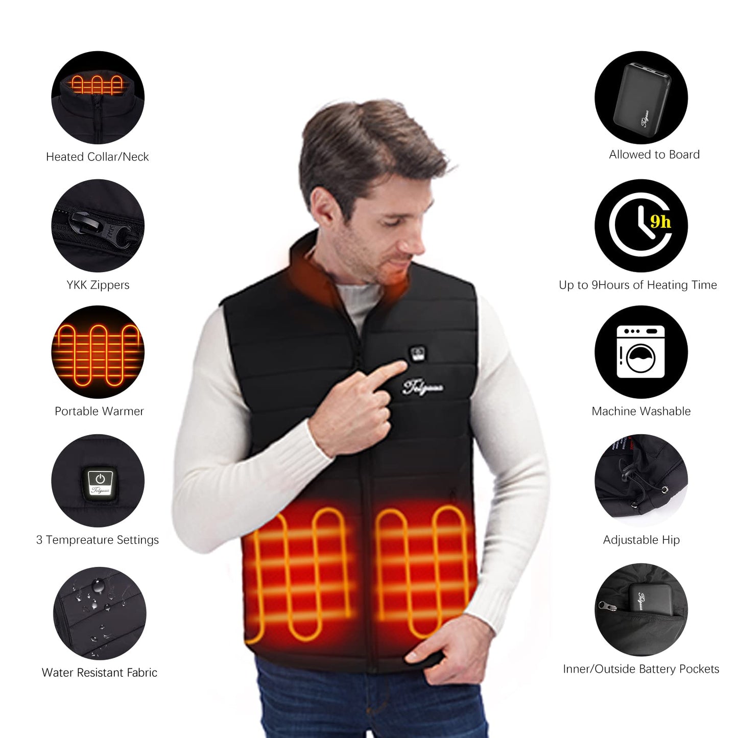 Men's Heated Vest with Battery Pack Included