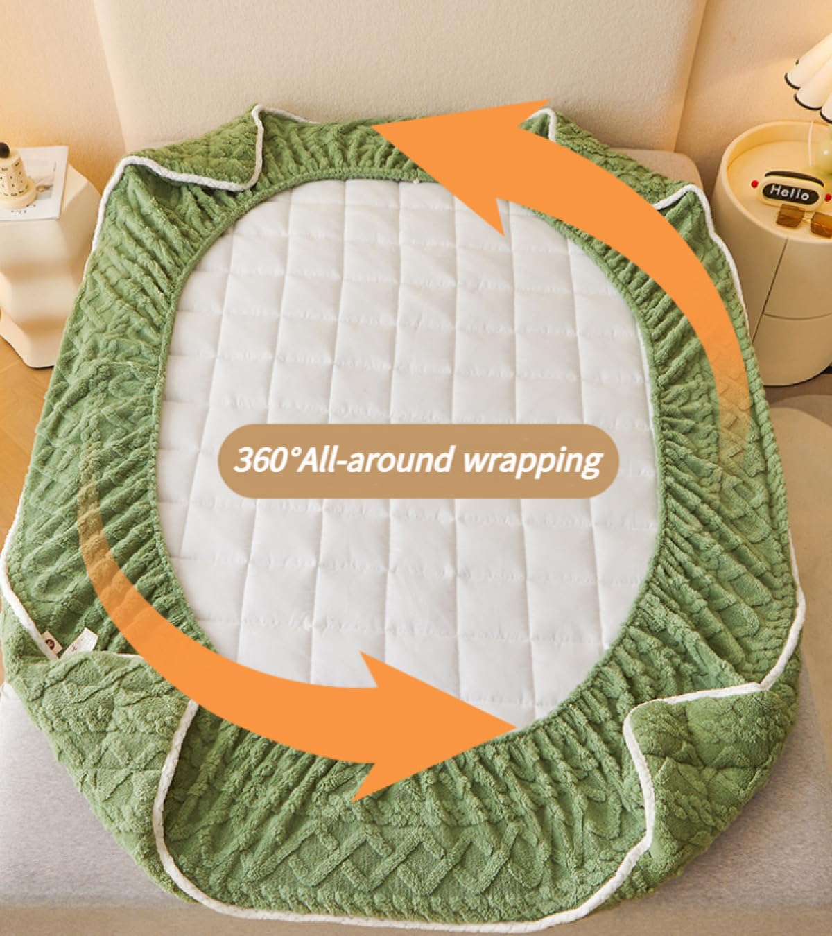 Fitted Cable Knit Pattern Mattress Cover