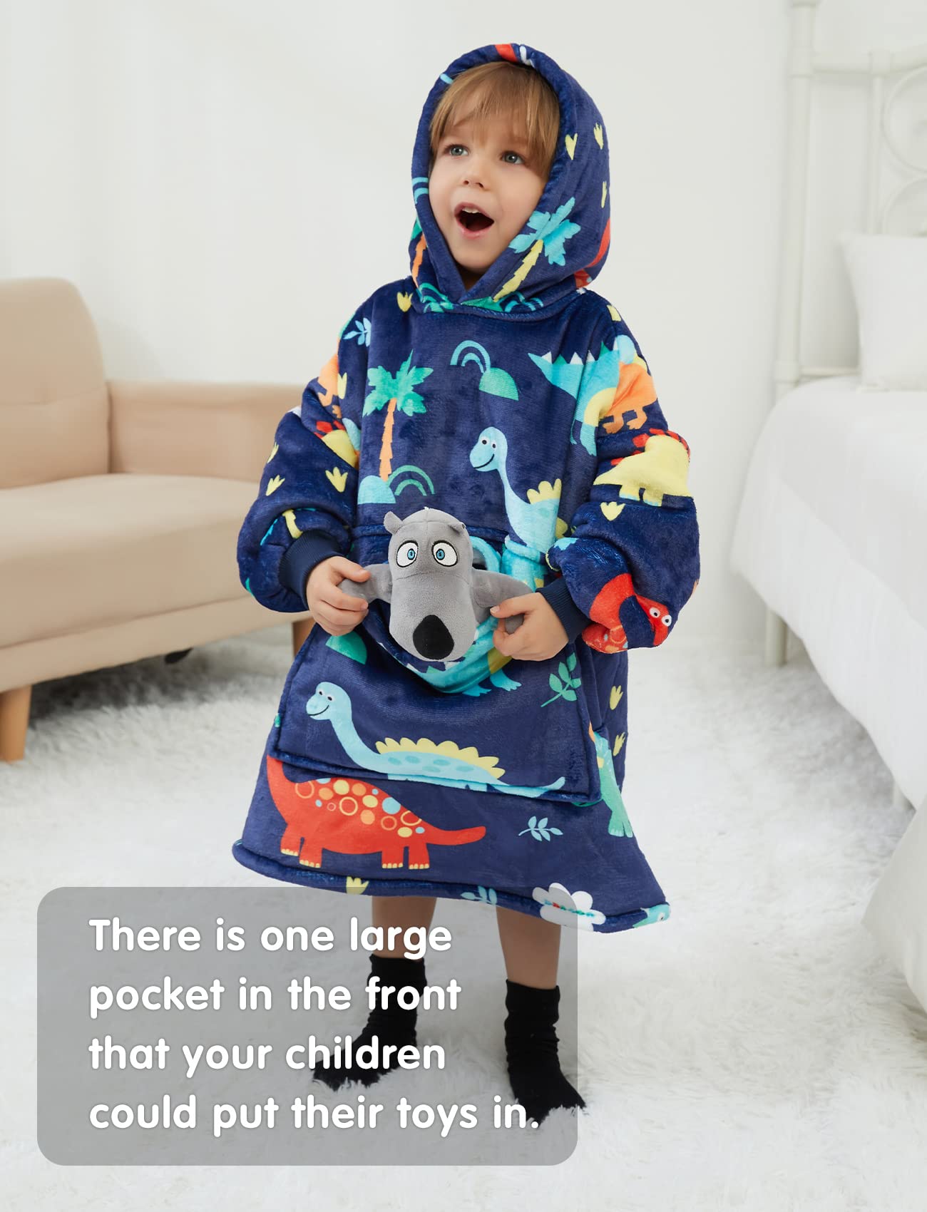 Boy's Oversized Wearable Sherpa Blanket Hoodie