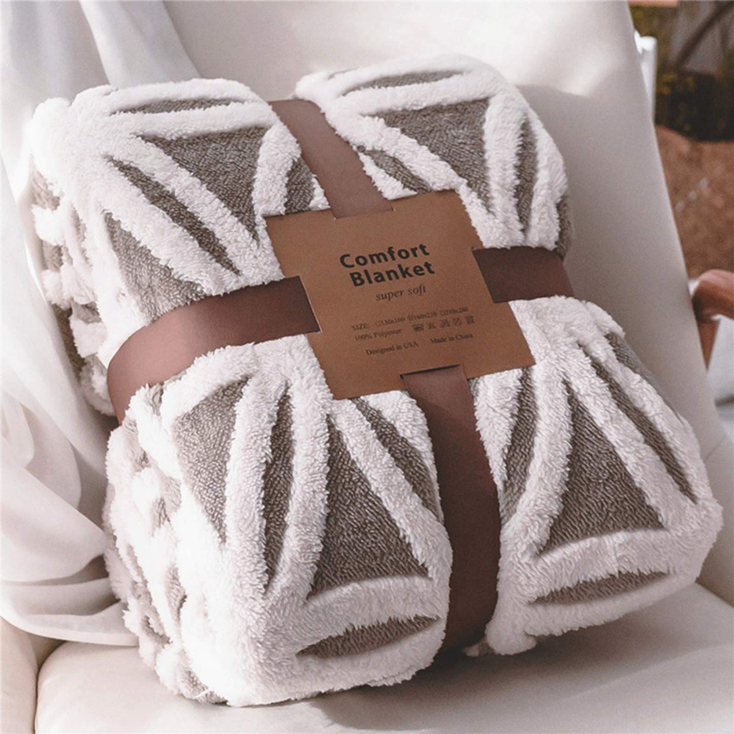 Sherpa & Fleece Blanket, Dual Sided with Jacquard pattern (40"x50")