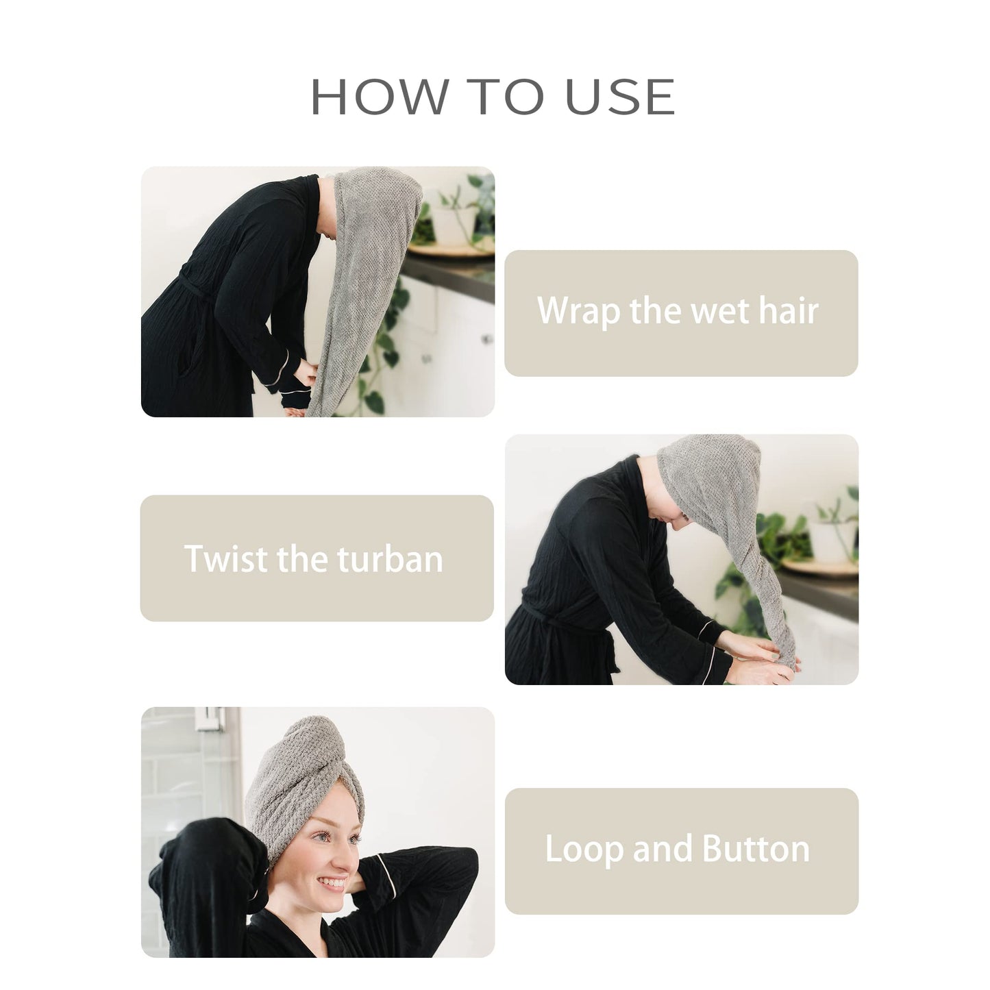 Extra Large Microfiber Hair Towel Wrap - 4 Pack