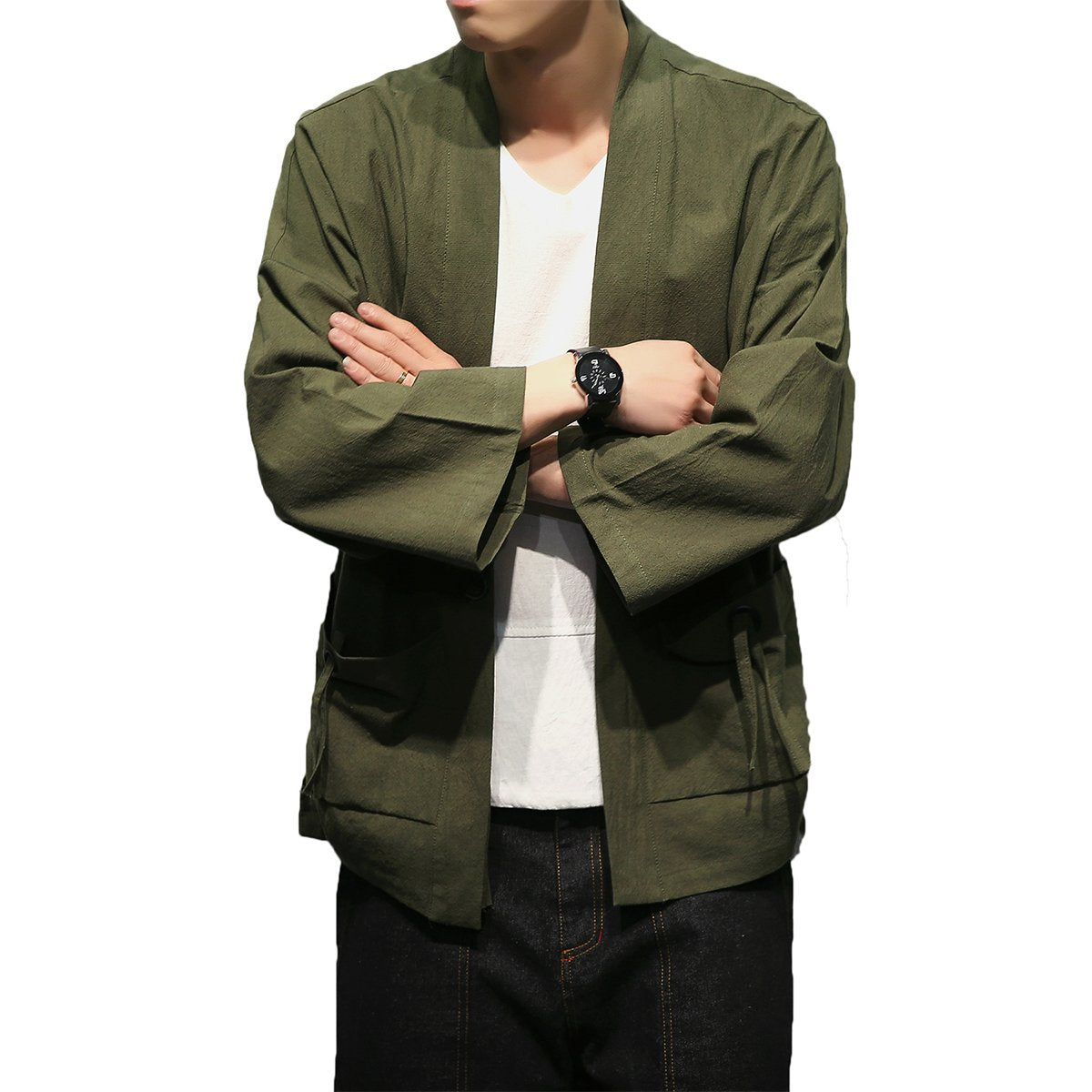 Men's Open Front Kimono Style Shirt