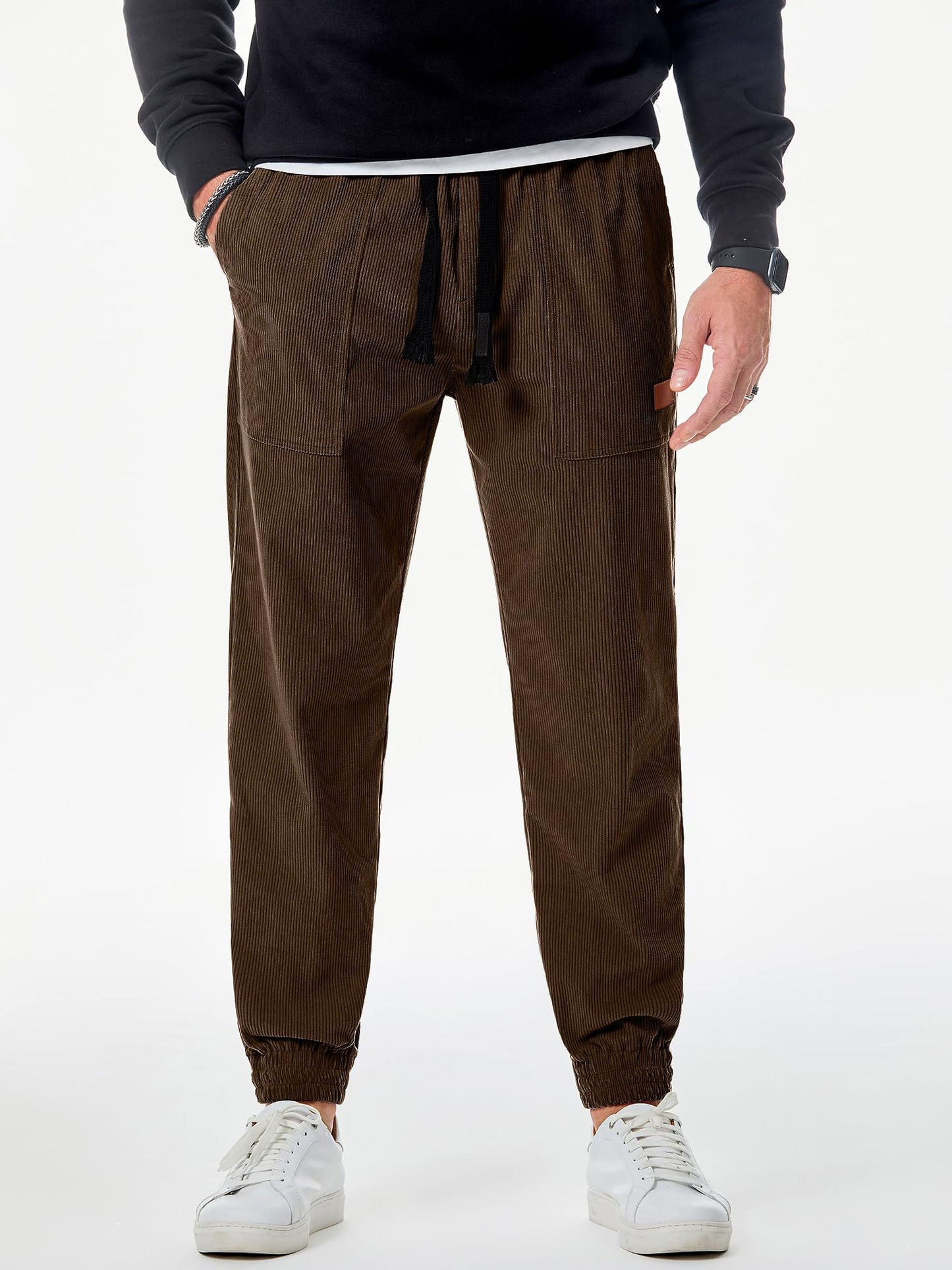 Men's Loose-Fit Corduroy Pants with Tapered Ankles