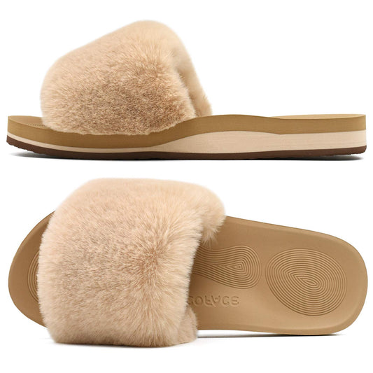 Women's Fuzzy House Slides with Arch Support