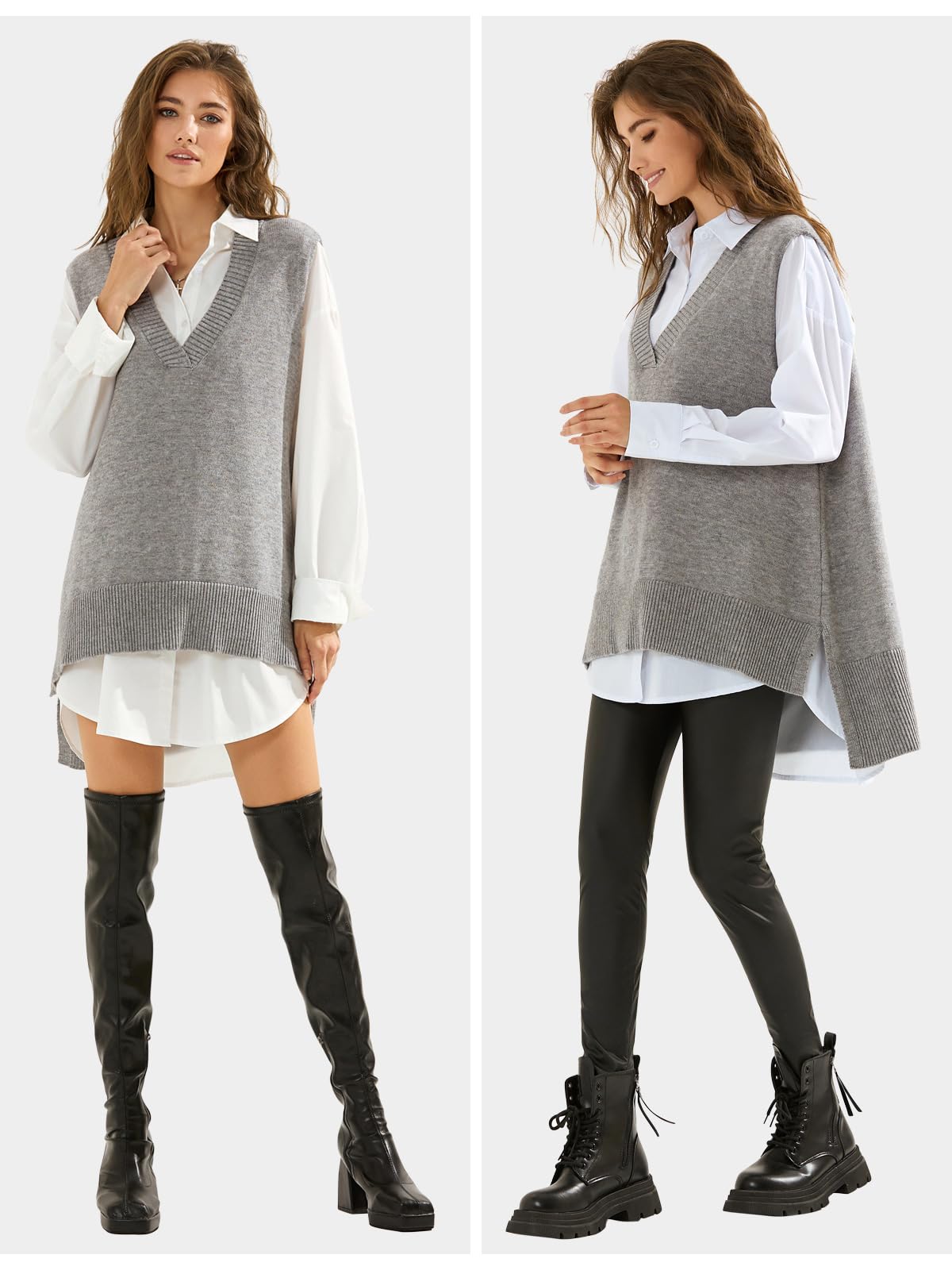 Women's Oversized Long Sleeveless Sweater Vest
