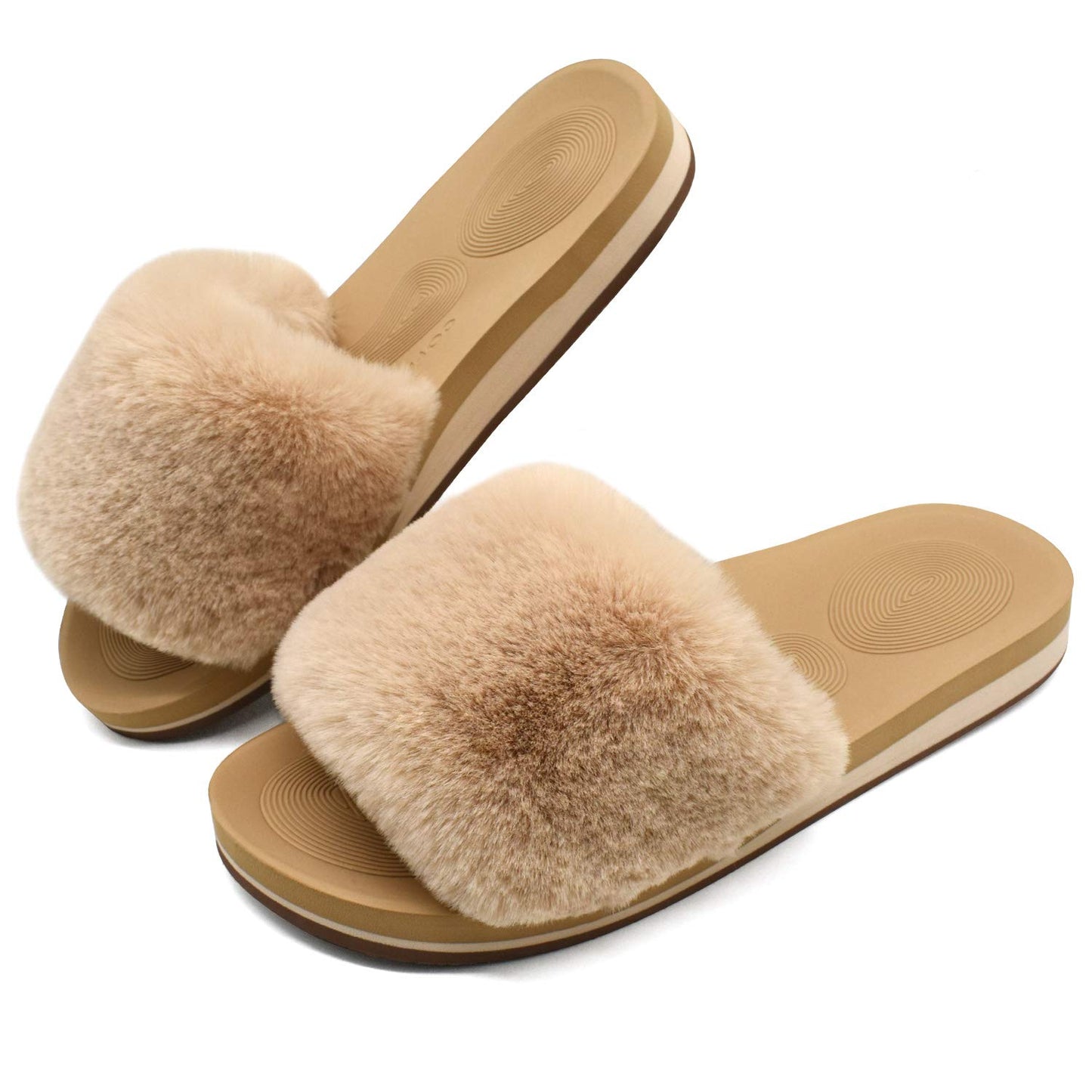 Women's Fuzzy House Slides with Arch Support