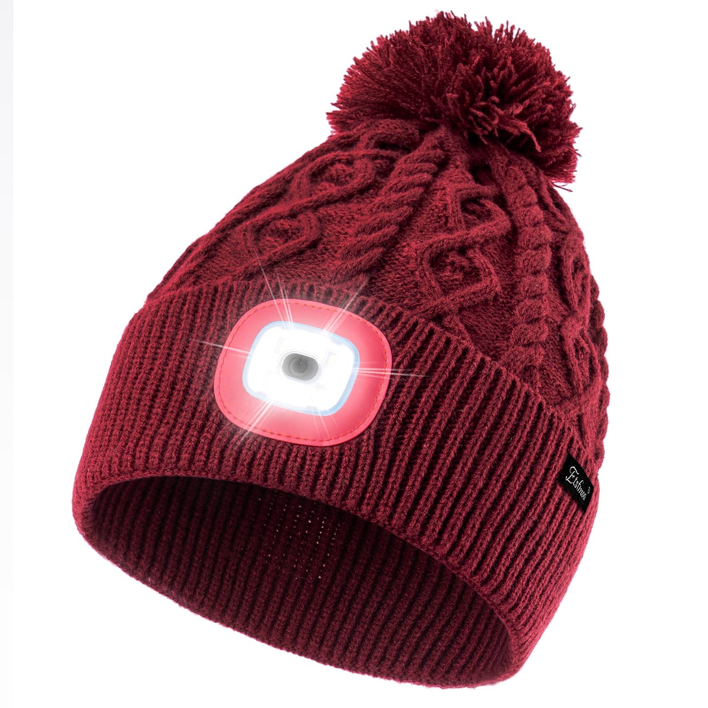 Unisex Winter Beanie with LED Light and Poof