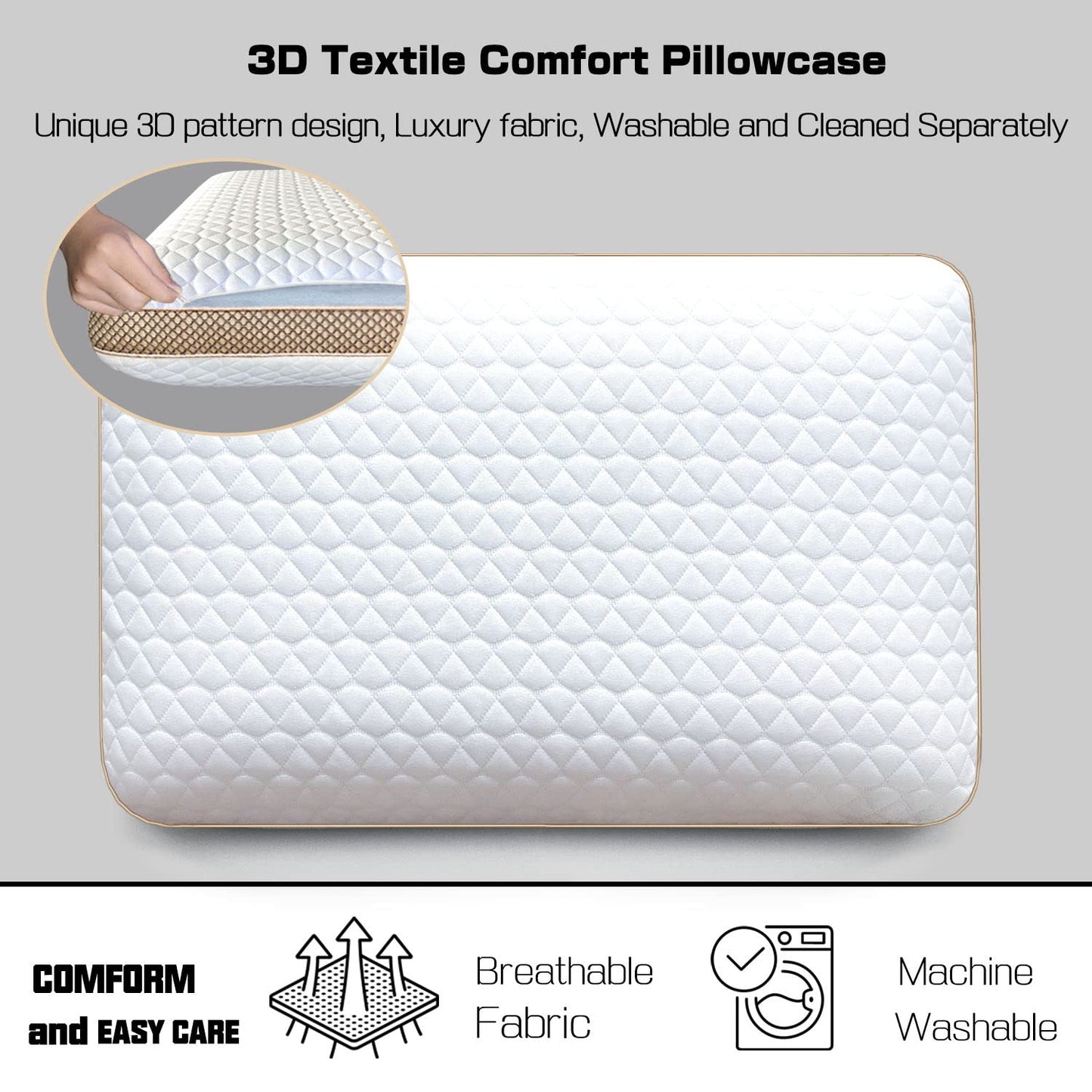 Memory Foam Pillows with Ventilated Cooling Gel - Set of 2