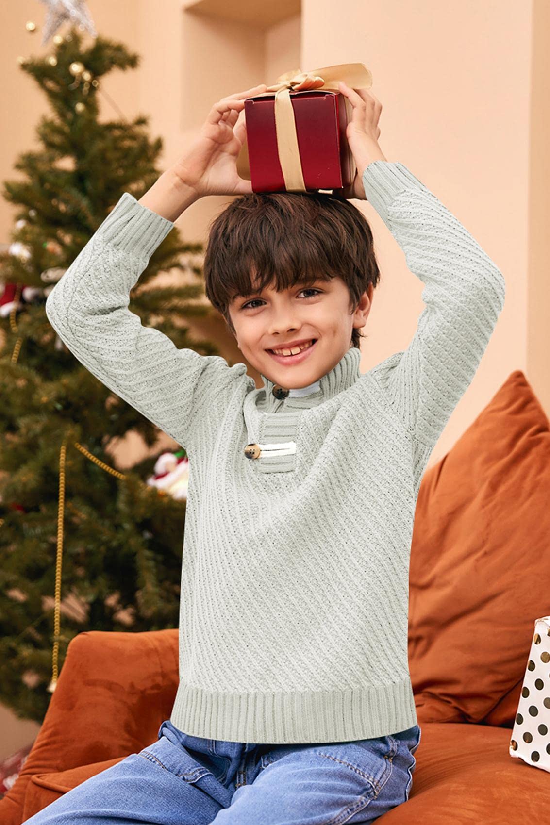 Boy's Cable-Knit 3-Button Sweater