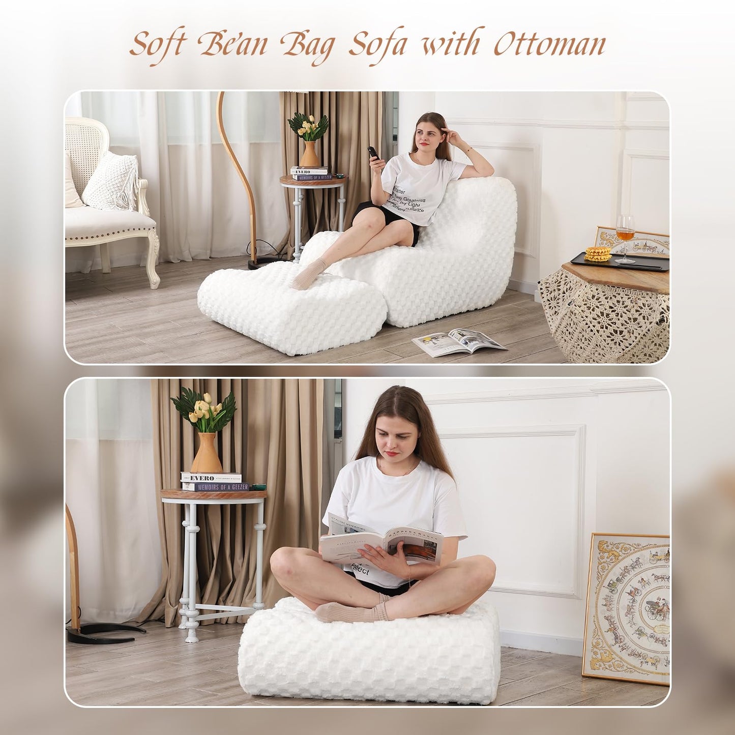 Accent Bean Bag Chair with Footstool