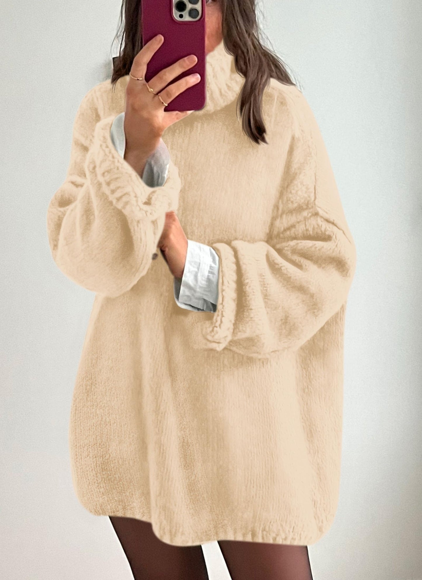 Women's Oversized Turtleneck Knit Sweater
