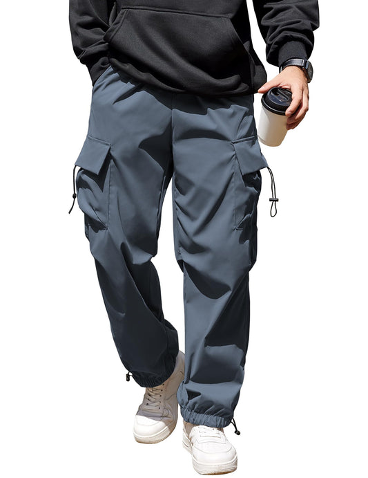 Men's Loose-Fit Cargo Pants with Drawstring Waist and Hems