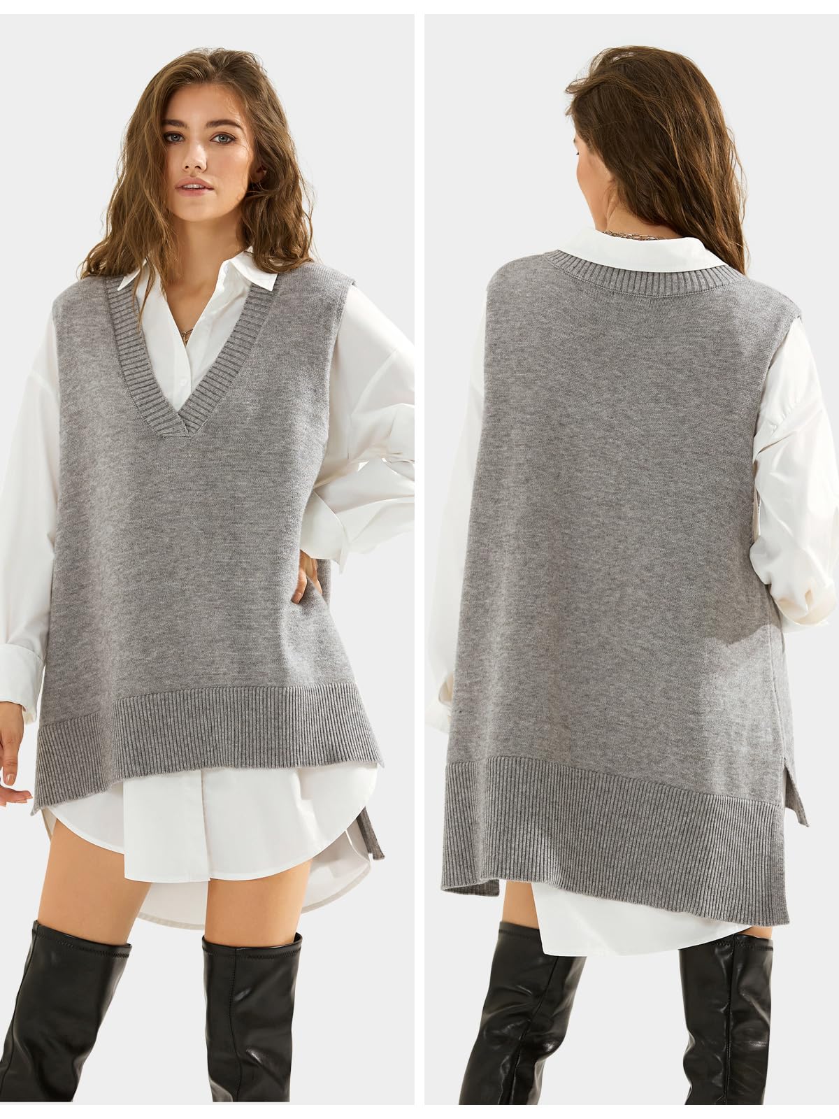 Women's Oversized Long Sleeveless Sweater Vest