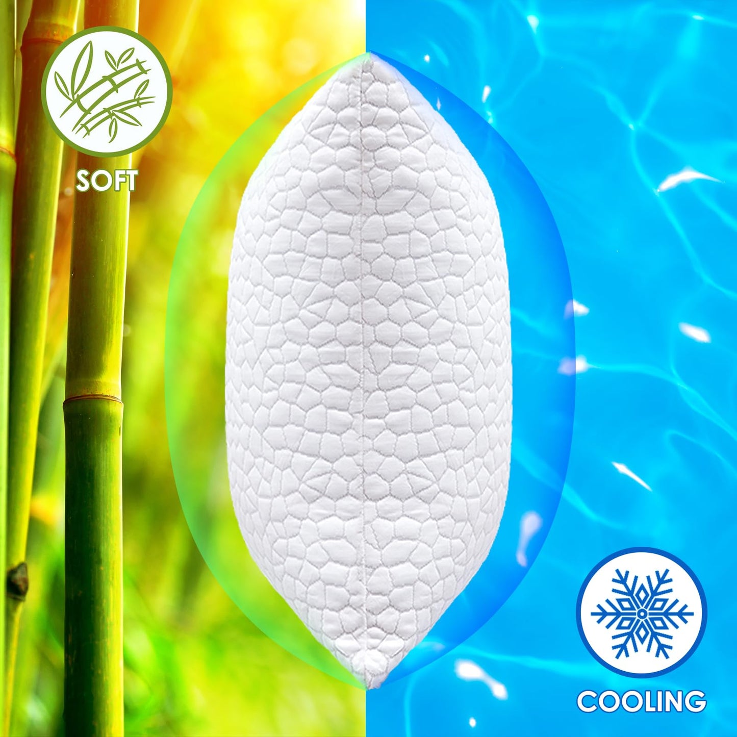 Cooling Memory Foam Bed Pillows for Side, Back, and Stomach Sleepers, 2 Pack