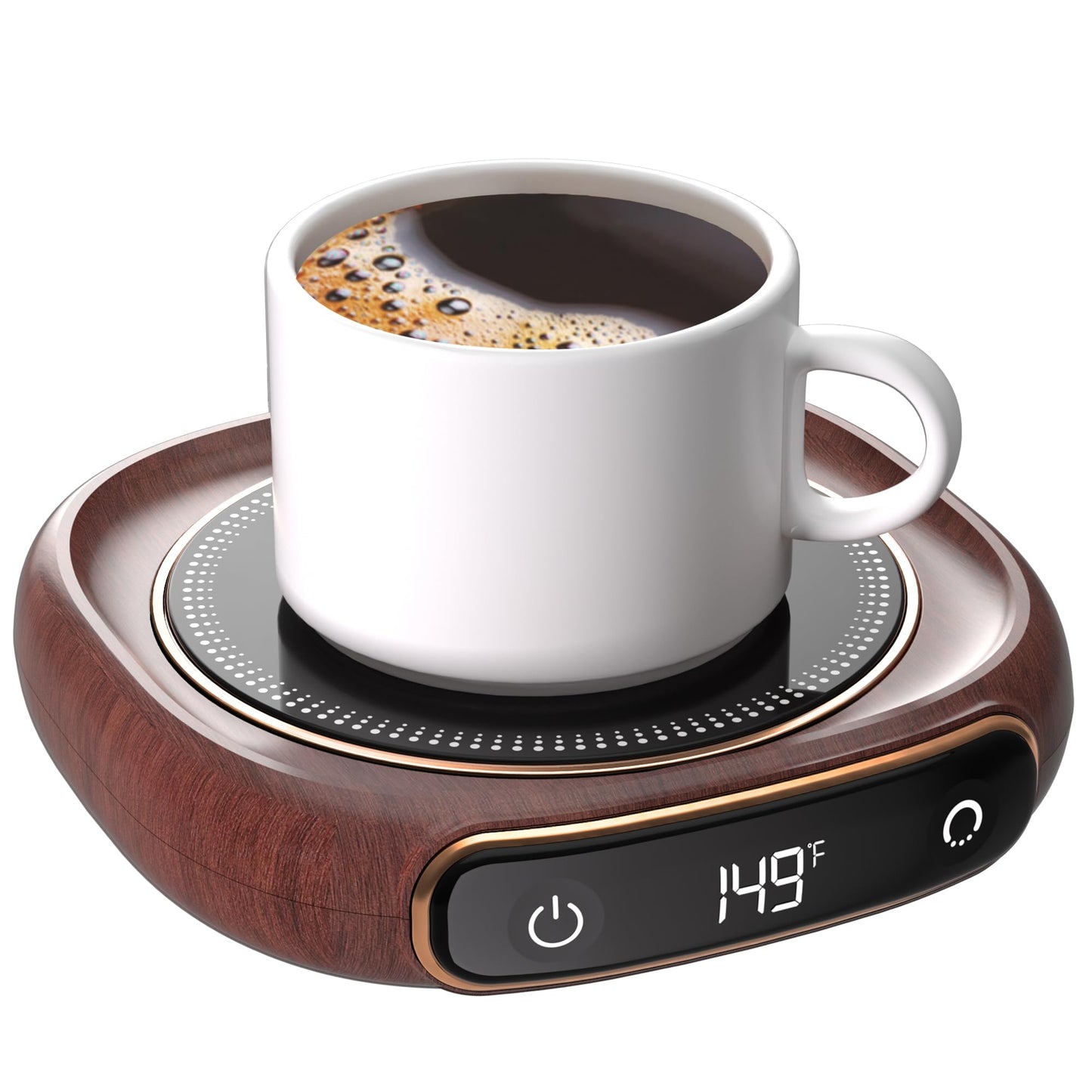 Wood Pattern Coffee Mug Warmer with Auto Shut Off