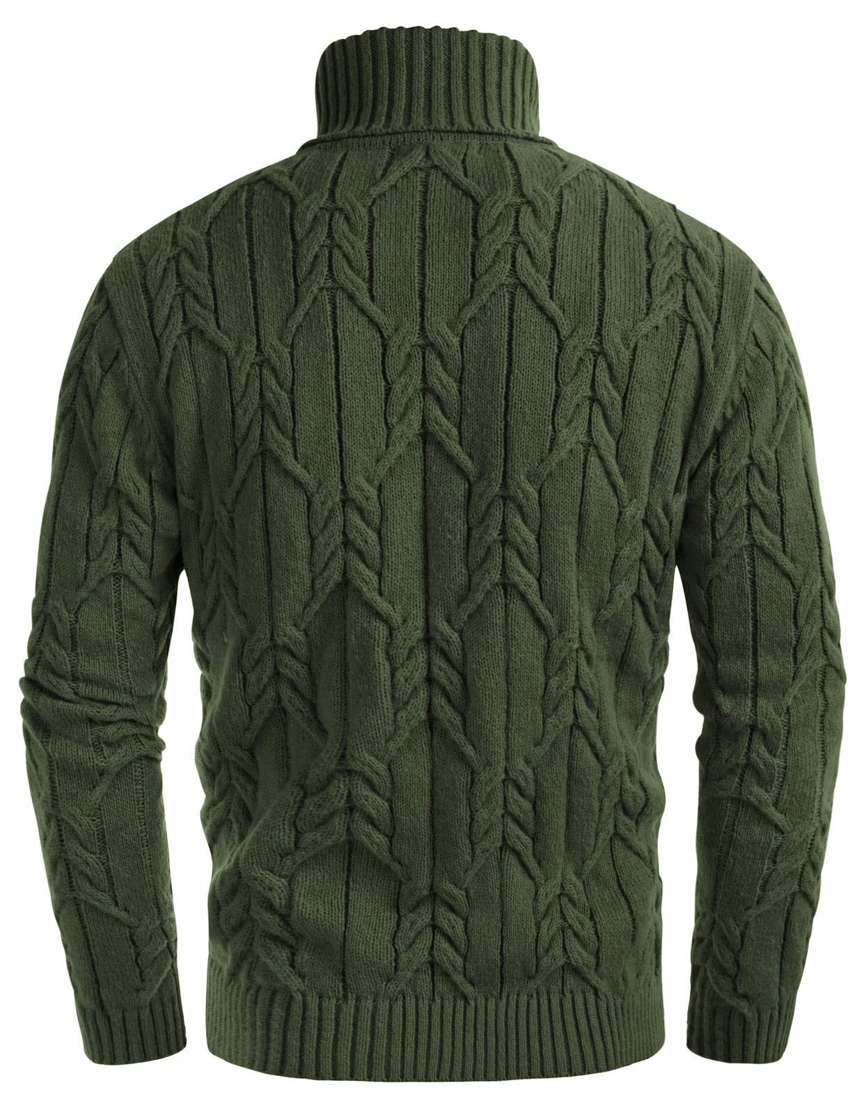 Men's Twist-Knitted Ribbed Turtleneck Sweater
