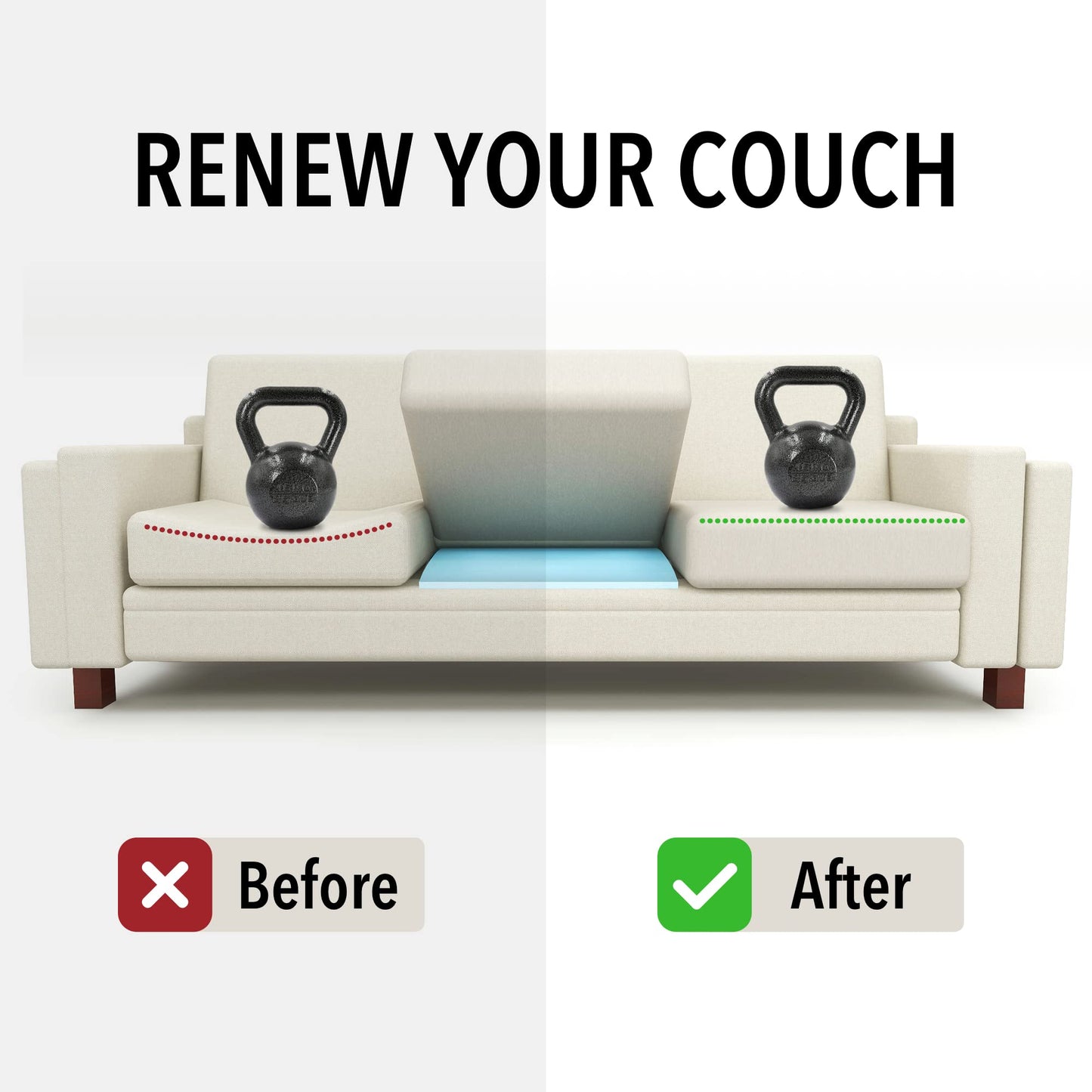 Sofa Cushion Supports for Sagging Seats - Set of 3